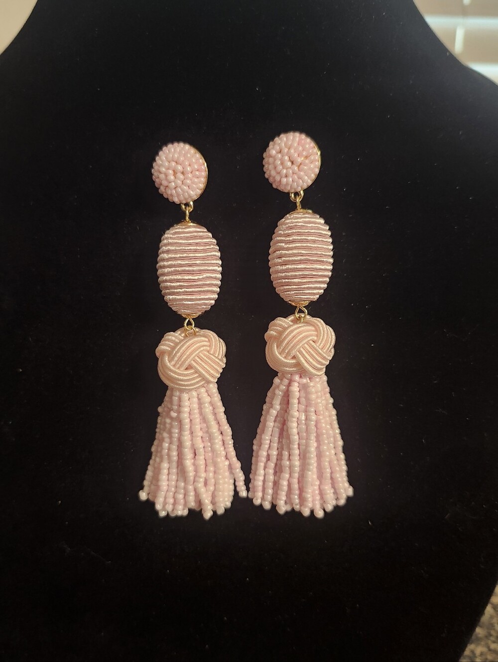 BaubleBar Pink Beaded Tassel Drop Statement Earrings